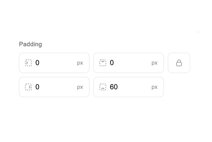Long text content with per-element padding controls, producing uneven spacing
