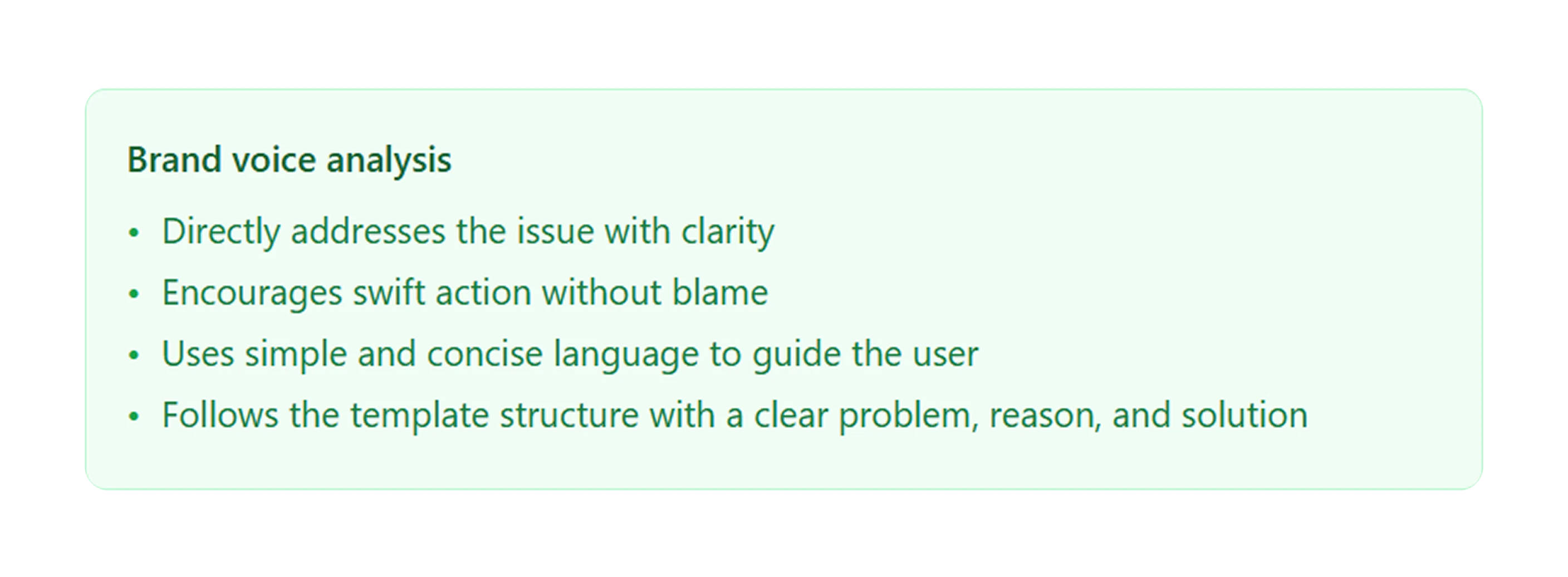 Explain mode — each output annotated with the principles it applied and the user need it prioritises